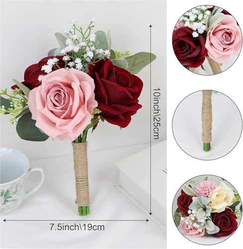 Product: Beautiful Flower Lifelike Bridesmaid Bouquets, 4Pcs and 6Pcs Artificial Flowers for Weddings, Small Bouquets, Centrepiece for Ceremonies and Anniversary Proposals Used for Home Decoration, Weddings