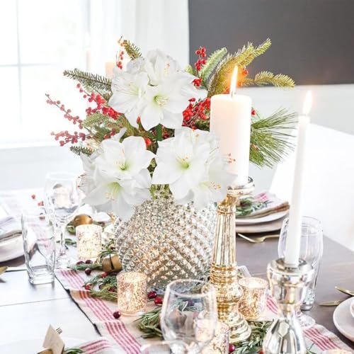 Product: Briful 2 Pack White Amaryllis Artificial Flower Bundle for Home Office Room Table Vase Arrangement Centerpiece