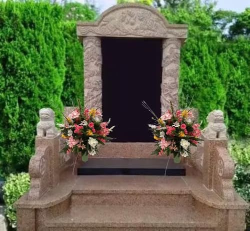 Product: Jucgghk Vivid and Realistic Floral Art Handmade Cemetery Flowers,Colorful Cemetery Vase Arrangement for Cemetery Headstones Gravesites