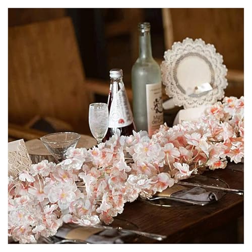 Product: WHYLE Furniture Decoration 180cm Artificial Silk Flowers Vines Backdrop Wall Decor Fake Flowers Home Party Wedding Decoration Hanging Flower Sakura Garland Artificial Flower(180CM-DK Pink)