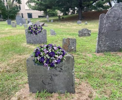 Product: Jucgghk Vivid and Realistic Floral Art 36" Artificial Cemetery Flowers,Realistic Vibrant Grave Flowers, Outdoor Grave Decorations for Headstone(Purple)
