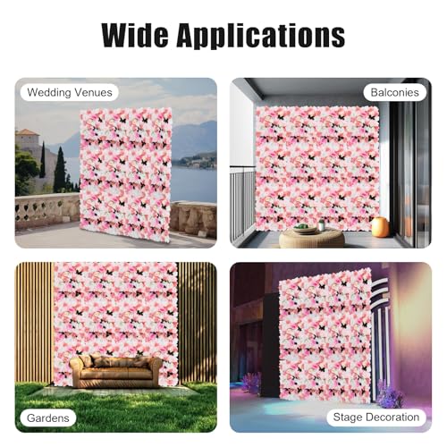 Product: QeuSulio 12PCS Artificial Flower Wall Panel, Fake Dahlias Roses Wall Background Arrangements, Large Silk Floral Backdrop with Different Flowers & Grid for Wedding Venue Decoration Candy Walls