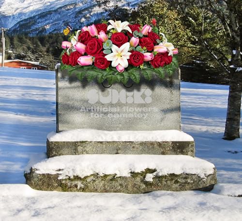 Product: SUHOOKOO Artificial Cemetery Flowers - Headstone Flower Saddle