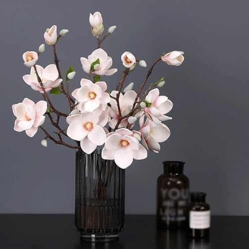 Silky Flower Store Artificial Magnolia Stem, Realistic Faux Flower Vase Decor, Home Office Outdoor Accent 32.5cm 2 2 Product: DUYHBAWRS Simulated Single Branch Magnolia, Realistic Artificial Flower Home Decoration Vase,(E)