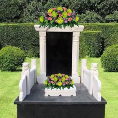 Product: Jucgghk Vivid and Realistic Floral Art Lime Green Mum with Pink Roses and Lavender Daisies Cemetery Saddle, Mothers Day Cemetery Headstone Saddle