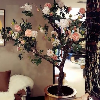 Product: Simulated Peony Tree, Indoor Artificial Tree Decoration Landscaping Large Floor-Standing Flower Art Hotel Shopping Mall Props Ornaments 5M
