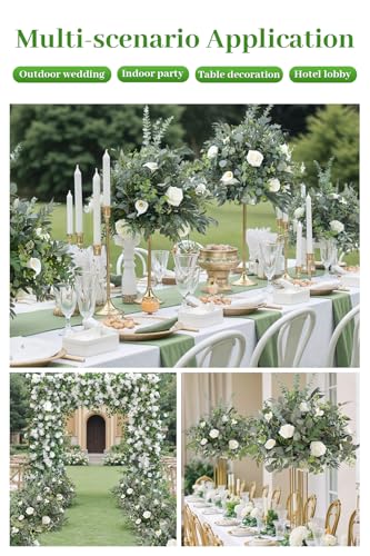 Silky Flower Store Artificial White Green Flower Ball Centerpieces, Wedding Reception Aisle Decor, 23.6in, 2pcs 2 2 Product: Angela flower 2pcs Big 23inch Artificial White & Green Centerpieces Decor for Tables, Floral Arrangement Bouquet for Wedding Reception Aisle Ceremony Party Flowers Balls (Without Stand)