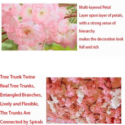 Product: Handmade Light Pink Tree Indoor, Artificial Cherry Blossom Trees, with Blossom Branches, with Natural Wood Trunk and Lifelike Flowers for Home Office Party Wedding Decor,001,1.5 * 1.2m/4.9x3.9ft