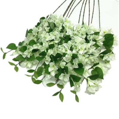 Product: Artificial Bougainvillea Flower Vine, 30.7 Inches Long, 24 Heads per Stem, 20 Pieces, Pink and White