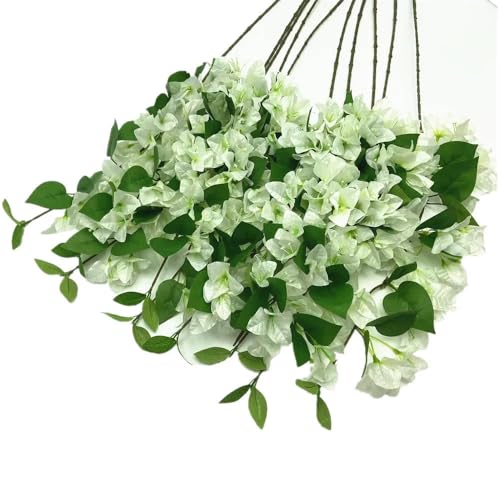 Product: Artificial Bougainvillea Flower Vine, 30.7 Inches Long, 24 Heads per Stem, 20 Pieces, Pink and White