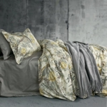 Product: Eikei Chinoiserie Chic Peacock Floral Duvet Cover Paradise Garden Botanical Bird and Tree Branches Vintage Stylized Long Staple Cotton 3pc Bedding Set (Yellow, Queen)