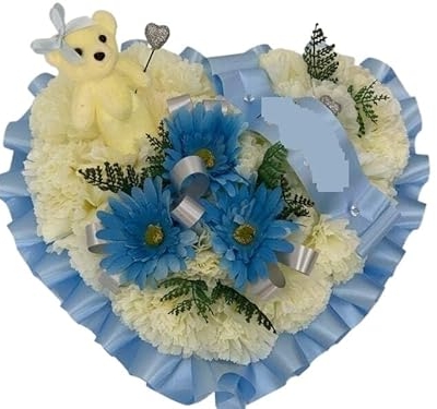 Product: Taozhiyuan Welcome Logo Flowers Lovely Teddy Bear Wreaths, Artificial Wreaths, Suitable for Tombstone Decoration and Condolences(Baby Blue)