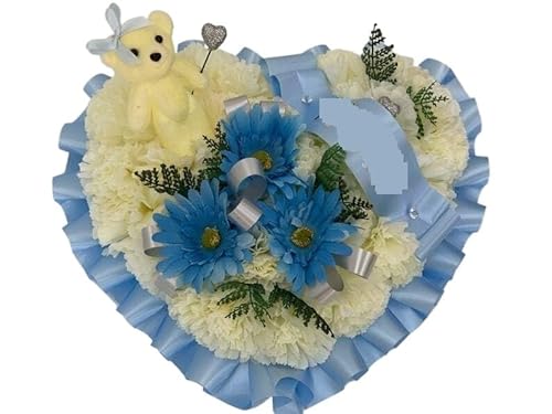 Product: Taozhiyuan Welcome Logo Flowers Lovely Teddy Bear Wreaths, Artificial Wreaths, Suitable for Tombstone Decoration and Condolences(Baby Blue)