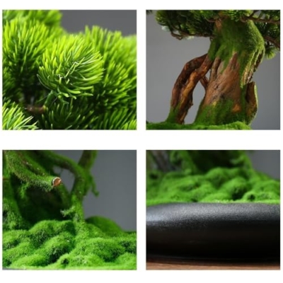 Product: MOOWI Artificial Bonsai Tree Chinese Hotel Desktop Landscaping Artificial Cypress Leaves Potted Bonsai Ornaments Artificial Bonsai Tree Artificial Trees Plants