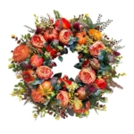 Product: Christmas Wreaths Peony Pumpkin Wreath Decorative Artificial Autumn Garland Festival Theme Front Door Farmhouse Party Decoration Flower Ribbon Decoration