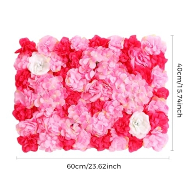 Product: 12-Piece Artificial Flower Wall Panels with Realistic Dahlia Rose Hydrangea, Wall Backdrop, Pink Rose Red Gradient Floral Backdrop for Wedding Birthday Party Decor, Indoor Outdoor Decoration