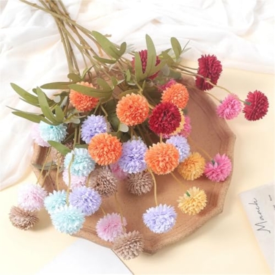 Product: 5/10 pcs 5 Heads Artificial Chrysanthemum Flowers 51cm Fake Bouquet for Party Vase Table Home Garden Wedding Decoration(Beige,10pcs)