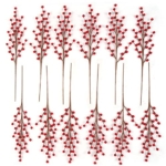 Product: Larksilk Set of 72 Waterproof Red Berry Stems, 19" - 100% Wired Stem Branches, Holly Berry Sprays for Christmas Tree Decoration, Wreath Decoration, 35 Red Berries on Each Stem