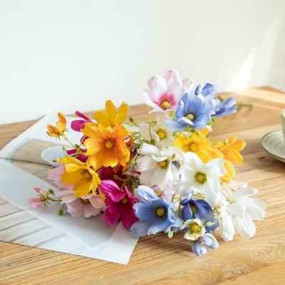 Product: Anna & Alyssa 10 Pcs Artificial Cosmos Silk Flowers - Wedding Bouquets, Table Centerpieces & Party Decorations for Home, Kitchen, Office (Mixed Color)