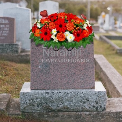 Product: Naramiji Artificial Cemetery Flowers for Grave Vase - Headstone Flower Saddle - Sympathy Flower of Vibrant Rose Sunflower Daisy Berry, Colorfast and Easy Fit