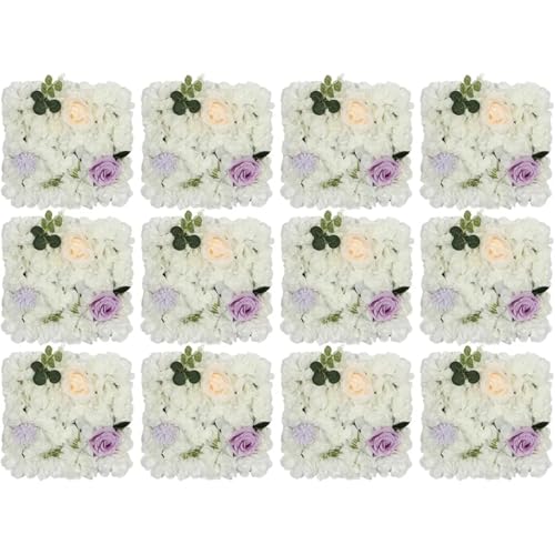 Product: Flower Wall Panels 12 Pcs Flower Wall Panel Backdrop Set Artificial Fabric Floral Decoration for Wedding Birthday Bridal Party Photo