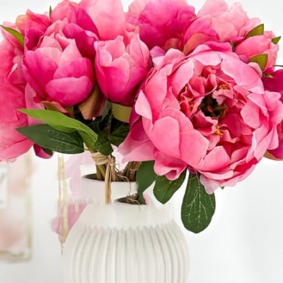 Product: 5 Stem Pink Flowers Tipped,Artificial Peony Bouquet for Indoor Vase Home Table Centerpieces Wedding(NO VASE) for Wedding/Home Decoration