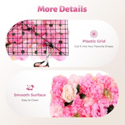 Product: Flower Wall Panel Set, Flower Wall Backdrop 23.62x15.74 inch Floral Wall Panel Artificial Silk Rose Wall Decor for Wedding Celebrations, Festive Party, Home Decor, Pink