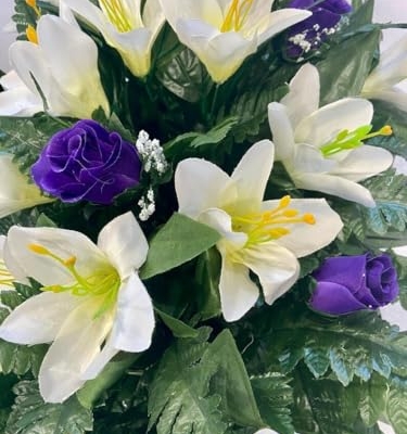 Product: Taozhiyuan Welcome Logo Flowers Bright Easter Saddle Flowers, Artificial Gravestone Saddle Flowers, Suitable for Mother's Day, Easter Decoration Graves