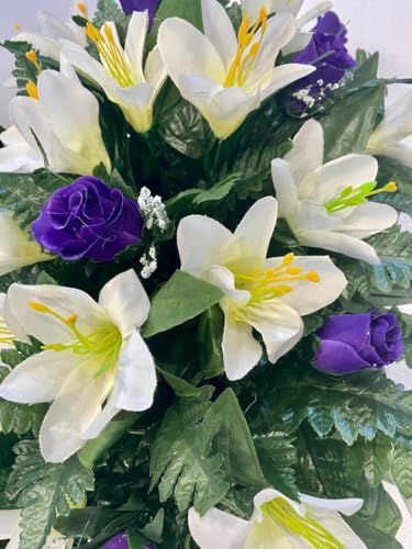 Product: Taozhiyuan Welcome Logo Flowers Bright Easter Saddle Flowers, Artificial Gravestone Saddle Flowers, Suitable for Mother's Day, Easter Decoration Graves