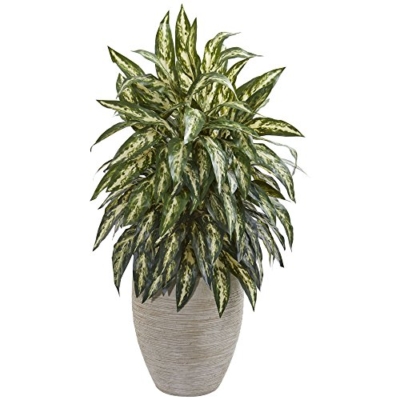 Product: Nearly Natural Aglaonema Artificial Sand Colored Planter Silk Plants, Green