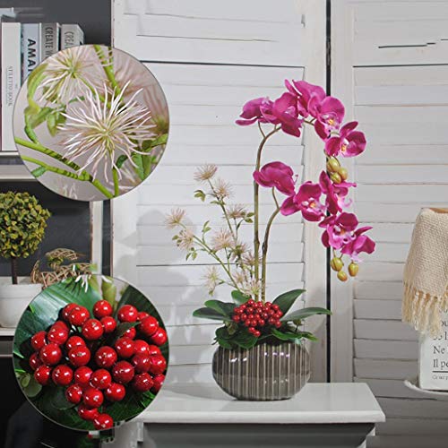 Product: JZZJSBX Artificial Flower with Ceramic Pot Set Artificial 2 Heads Phalaenopsis Faux Orchid for Home/Bedroom/Parlor/Dining Room Decor, 21" H Table Centerpiece Office Wedding Party Decoration