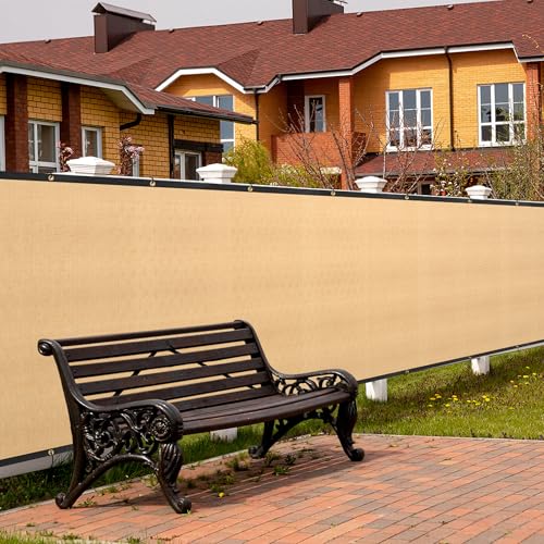 Product: SPORTYOUTH 3ft x 50ft Fence Privacy Screen Beige and 30 Pcs Red Gold Poinsettia Artificial Christmas Flowers with Clips Stems