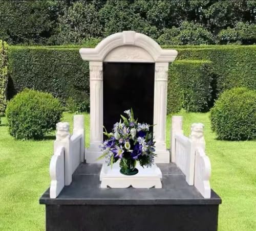 Product: Jucgghk Vivid and Realistic Floral Art 24" White, Purple Cemetery Flowers,Beautiful Artificial Flower Bouquets for Cemetery Graveyard Headstones Decor