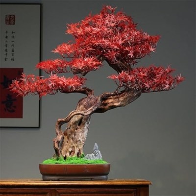 Silky Flower Store Artificial Red Maple Bonsai Tree, Indoor Potted Faux Plant, Ceramic Base, Hotel Home Decor 20.5cm 9 9 Product: Artificial Bonsai Tree Simulation Red Maple Bonsai Ornaments Indoor Entrance Hotel Wood Green Plants Potted Decorations Artificial Trees Plants