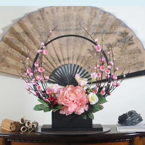 Product: SHUawan Artificial Silk Flower Bouquet with Vase - Realistic Fake Flowers for Home, Office, Wedding, and Party Decoration, Easy Care, Dust