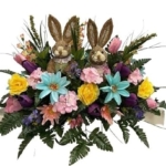 Product: Jucgghk Vivid and Realistic Floral Art Spring Cemetery Flowers ，Easter Cemetery Saddle，Flower for Cemetery-Grave Site Flower-Headstone Flower