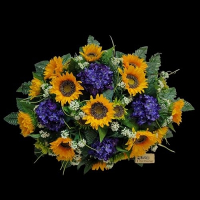 Product: Yellow Sunflowers Headstone Saddle, Hydrangeas Grave Flowers for Perfect Summer Fall Memorial Decoration Garland for Table Centerpiece Holiday Party Weddi