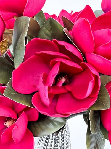 Silky Flower Store Red Artificial Magnolia Stem, 3 Heads, Realistic Faux Flower for Wedding Home Decor, 30in 3 3 Product: 3PCS Red 3 Heads Magnolia Stem,30" Realistic Artificial Flower for Wedding Table DIY Floral Arrangement Party Home Decor(NO VASE) for Wedding/Home Decoration