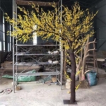 Product: Simulation of Winter Jasmine Tree, Small Yellow Flower Yellow Plant Fake Tree Large Indoor Living Room Floor Floral Art Happiness Tree Decoration 4M