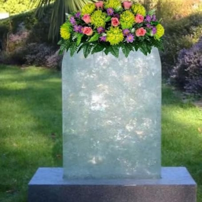 Product: Jucgghk Vivid and Realistic Floral Art Lime Green Mum with Pink Roses and Lavender Daisies Cemetery Saddle, Mothers Day Cemetery Headstone Saddle