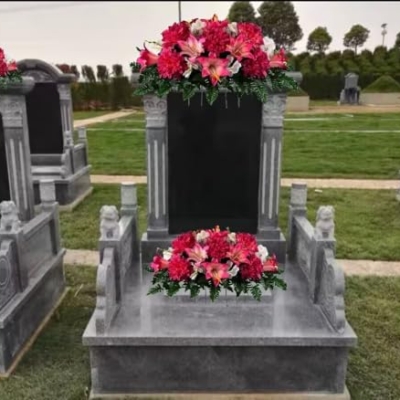 Product: Jucgghk Vivid and Realistic Floral Art Pink Easter Lily and Dahlia Mix Cemetery Saddle, Easter Saddle for Cemetery Headstone