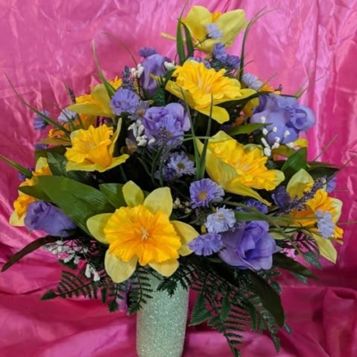 Product: Jucgghk Vivid and Realistic Floral Art Memorial Flowers Bouquet,Grave Memorial Flowers for Cemetery Headstones Decoration（NO VASE ）