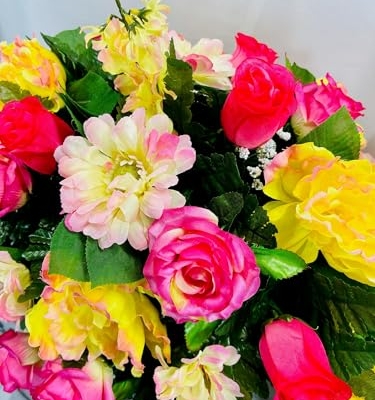 Product: Jucgghk Vivid and Realistic Floral Art Artificial Yellow Sunflower Fall Cemetery Saddle, 30" Autumn Cemetery Saddle, Headstone Saddle Arrangement for Outdoor Gravestone Decorations
