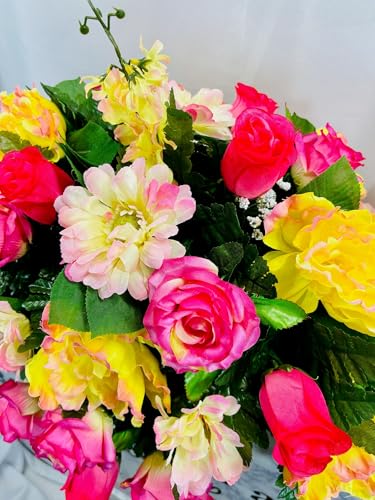 Product: Jucgghk Vivid and Realistic Floral Art Artificial Yellow Sunflower Fall Cemetery Saddle, 30" Autumn Cemetery Saddle, Headstone Saddle Arrangement for Outdoor Gravestone Decorations