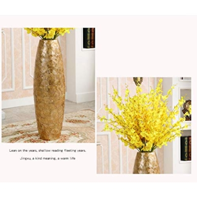 Product: Artificial Flower Bonsai with Vase Artificial Flowers with Vases, Artificial Yellow Orchids and Tall Vases, Plastic Orchids, Used for Home and Office Wedding Decorations Arrangements Table Decor