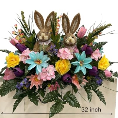 Product: Jucgghk Vivid and Realistic Floral Art 3PCS Set Spring Cemetery Flowers,Headstone Flower,Easter Cemetery Saddle,Flower for Cemetery