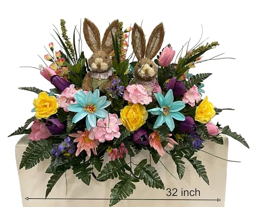 Product: Jucgghk Vivid and Realistic Floral Art 3PCS Set Spring Cemetery Flowers,Headstone Flower,Easter Cemetery Saddle,Flower for Cemetery