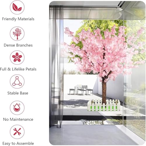 Product: Artificial Cherry Blossom Flowers Simulated Blossom Tree, Handmade Silk Flower Decoration, for Indoor Outdoor Party Restaurant Mall Artificial Plant Fake Vines Flowers,001,2.3x1.8m/7.5x5.9ft