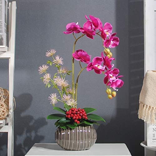 Product: JZZJSBX Artificial Flower with Ceramic Pot Set Artificial 2 Heads Phalaenopsis Faux Orchid for Home/Bedroom/Parlor/Dining Room Decor, 21" H Table Centerpiece Office Wedding Party Decoration