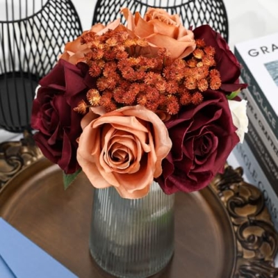 Product: DIYDOFUN Set of 4 Wedding Bridesmaid Bouquets & 6pcs Artificial Fall Flower Table Centerpieces